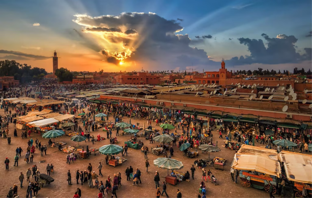 Marrakech itinerary, Jemaa el-Fna square at sunset