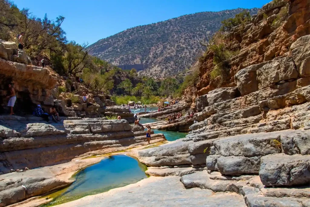 Rocky Paradise Valley landscape with a natural pool near Agadir