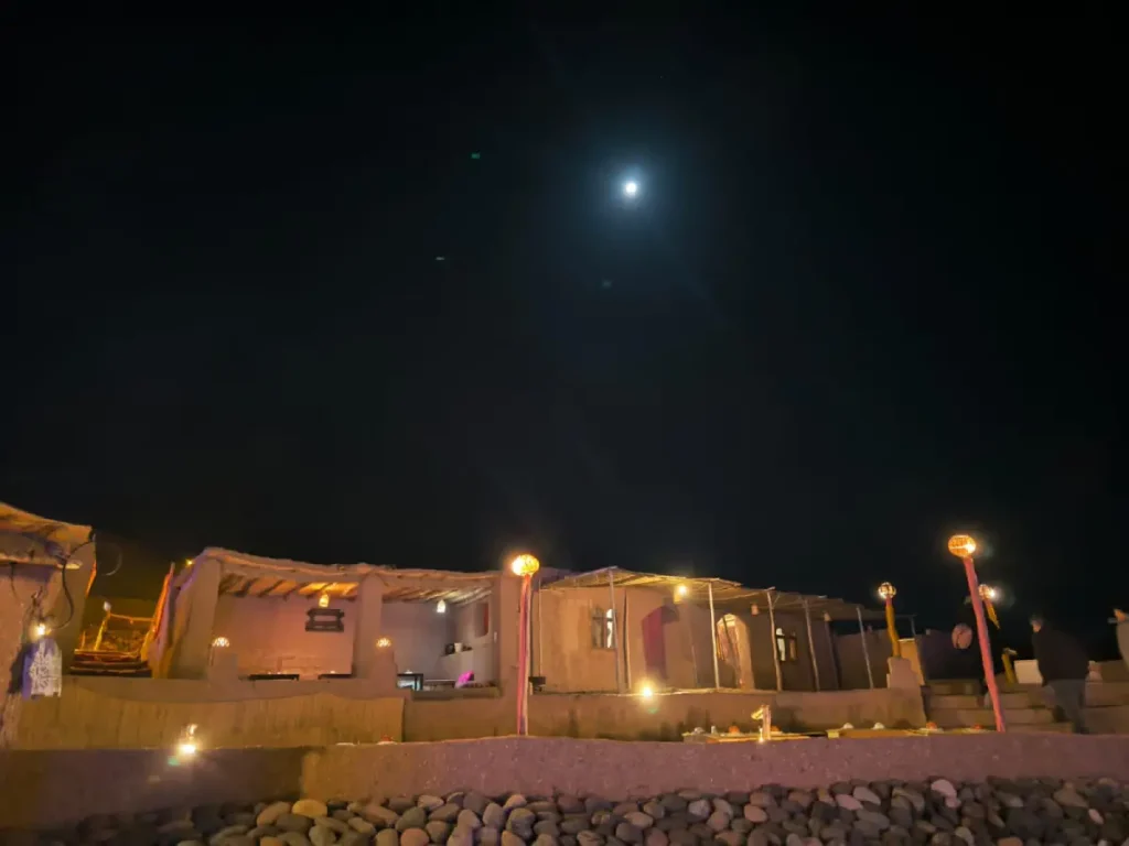 Starry night sky over the Agafay Desert camp near Marrakech
