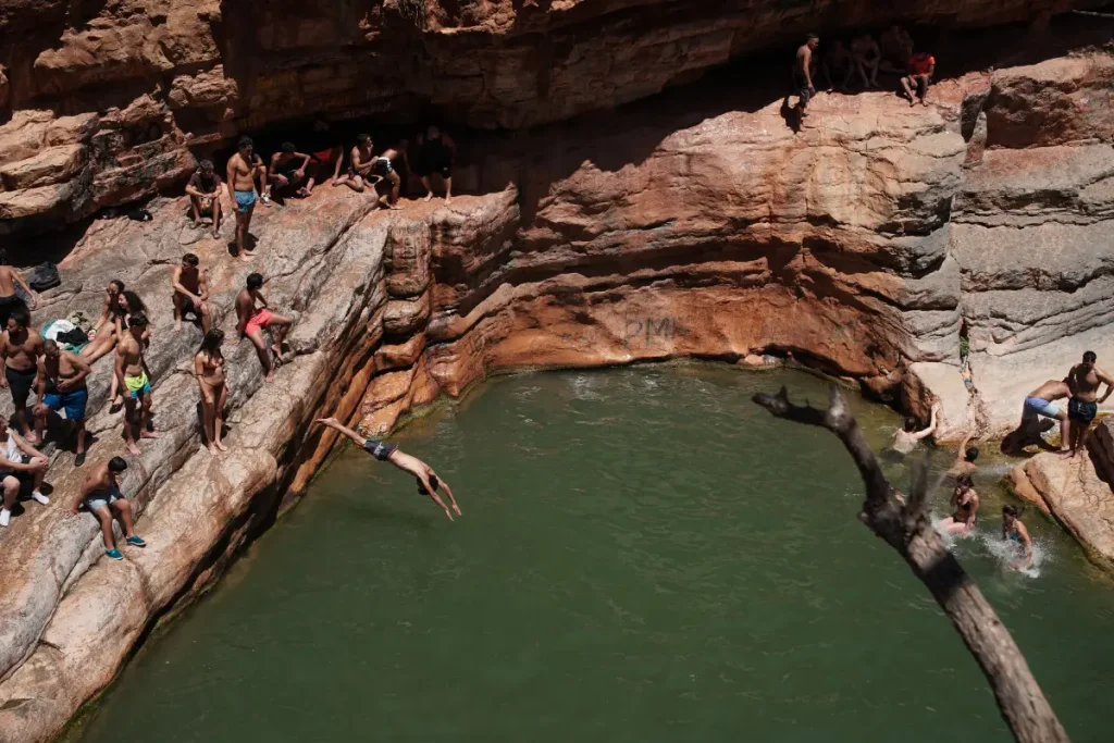 Swimming in the clear pools of Paradise Valley Morocco